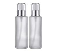 2 flaconi da 100 ml, in vetro smerigliato, con pompa a vite argentata, vuoti, ricaricabili, flaconcini per cosmetici, contenitori per sapone da viaggio, per gel doccia e crema