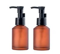 2 flaconi da 60 ml in vetro smerigliato ambrato con erogatore cosmetico con testa a pompa nera, contenitore per crema e lozioni, contenitore per emulsione essenza, bottiglia portatile da viaggio