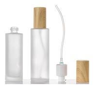 2 flaconi da viaggio in vetro da 100 ml, con coperchi in plastica con venature del legno, riutilizzabili, a prova di perdite, contenitori cosmetici per shampoo, lozioni, oli essenziali, articoli da