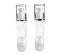 2 flaconi per cosmetici, dispenser da viaggio, portatili, riutilizzabili, per la cura della pelle, materiale AS di alta qualità, con pompa liscia, trasparenti, da 100 ml