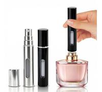 2 flaconi spray da viaggio ricaricabili da 10 ml, a prova di perdite, con design facile da riempire dal fondo, dispenser di profumo in metallo compatto e resistente, per palestra, viaggi e trasporto