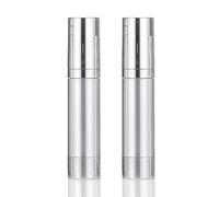 2 flaconi vuoti da 50 ml, in plastica argentata, con pompa airless, ricaricabili, per lozioni e cosmetici, contenitori da viaggio per fondotinta e toner, crema