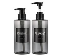2 flaconi vuoti per shampoo, Segbeauty 500 ml grigio Dispenser di sapone con etichette, distributore di lozioni per balsamo per pressa in plastica vuota riutilizzabile da 16,9 once