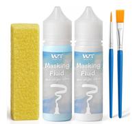 2 fluidi per mascheratura per pittura ad acquerello con pennello e gomma, penna fluida per mascheratura artistica, forniture artistiche per artisti, 60 ml blu + 60 ml bianco