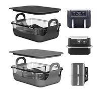 2 fodere in vetro per friggitrice ad aria con manici in silicone, teglia in vetro per friggitrice ad aria Ninja Dual Zone AF400UK/AF451UK/AF500UK accessori per friggitrice ad aria in vetro