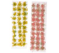 2 Fogli Ciuffi di Fiori Artificiali Realistici Autoadesivi | Plastico, Formato Mini, per Tavolo da Gioco e Impianti Ferroviari in Miniatura
