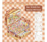 2 fogli di adesivi + 1 carta scena, nuovo set gioco di simulazione cartoni animati Capybara, kit creativo di adesivi per scena miniatura 3D, adesivi da collezionare antistress carini, educativi, per d