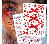 2 fogli di pietre glitterate autoadesive, a forma di cuore, autoadesive, per il fai da te, colore rosso, rosa, strass, autoadesivi, con brillantini da incollare