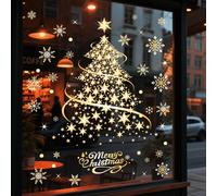 2 fogli/set di adesivi natalizi per albero di Natale in oro e argento, adesivi elettrostatici per finestre a forma di fiocco di neve, adesivi per vetri, decorazioni per finestre, decorazioni natalizie