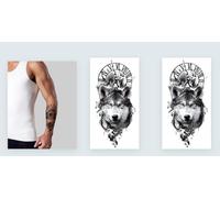 2 fogli tatuaggi temporanei a forma di lupo, tatuaggio a braccio, XQB088 x 2