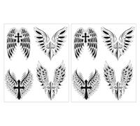 2 fogli tatuaggio con ali temporanee tatuaggio croce tatuaggio religioso tatuaggio falso HB501x2