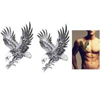 2 fogli tatuaggio temporaneo aquila tatuaggio uccello predatore tatuaggio Eagle Tattoo adesivo HB105 x 2