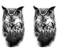 2 fogli temporanei gufi tatuaggi braccio tatuaggi Uhu tatuaggi animali tatuaggi finti TH135Xx2