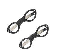 2 forbici pieghevoli piccole, in acciaio inox, a forma di occhiali, forbici di sicurezza pieghevoli con foro per portachiavi, per casa, scuola, ufficio, nero