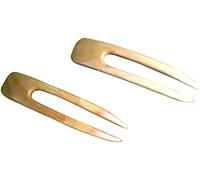 (2) Forchetta per capelli in legno di teak giallo a due rebbi curvi, 11,4 cm, per capelli