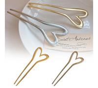 2 forcine per capelli a forma di U, in metallo, a forma di cuore, forcine per capelli francesi, forcine per capelli, 2 forcine per chignon, forcine per capelli da donna, accessori per la cura dei