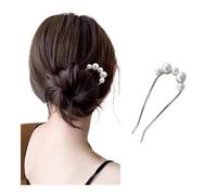 2 forcine per capelli coreane a forma di U con perle da donna, eleganti forchette in metallo, stile vintage, strumenti per parrucchiere, regalo (A-argento)