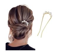 2 forcine per capelli coreane a forma di U, con perle, eleganti forcine in metallo, stile vintage, accessori per lo styling dei capelli, idea regalo (A-dorato)