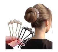 2 forcine per capelli coreane a forma di U con perle, per donne, eleganti forcine in metallo, stile vintage, strumenti per lo styling dei capelli, idea regalo (B-nero oro)