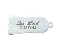 2 fori in metallo cromato 1 strato per chitarra Truss Rod Cover con lettere bianche Custom Print Iron Truss Rod Cover per USA Les Paul LP/SG
