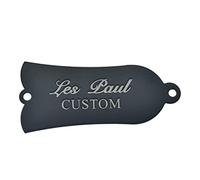 2 fori in metallo nero 1 strato per chitarra Truss Rod Cover con lettere bianche CUSTOM Stampa in ferro Truss Rod Cover per USA Les Paul LP/SG