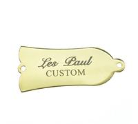 2 fori in metallo oro 1 strato per chitarra Truss Rod Cover con lettere bianche Custom Print Iron Truss Rod Cover per USA Les Paul LP/SG