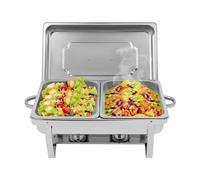 2 forni quadrati confezionati (1/2+1/2 interruttore di alimentazione) (con 1 pinza di servizio), set da 2 pezzi Chafing Dish Buffet 410 in acciaio inox per catering
