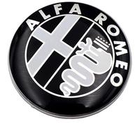 2 Fregi Stemma Compatibili con Alfa Romeo Auto Logo 74mm Nero Bianco Per Cofano Anteriore e Posteriore Emblema Stemmi in Metallo