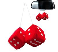 2 Fuzzy Car Dice - Car Hanging Dice, Plush Car Interior Ornament Dice, Rear Fuzzy Dice Pendant | Rearview Hanging Furry Dice, Automotive Interior Décor Plush Dice for Truck SUV