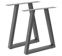 2 GAMBE DA TAVOLO IN ACCIAIO GRIGIO 60x72CM, GAMBE PER MOBILI CON PIEDINI REG...
