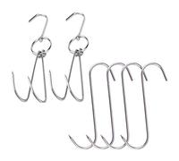 2 ganci a forma di anatra arrosto in acciaio inox da 25.4 cm + 4 ganci a S da 12.7 cm per pancetta, prosciutti e lavorazione della carne, griglia, cucina e affumicatore (6 pezzi)