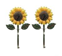 2 ganci da parete in metallo a forma di girasole con fascino vintage, per casa e giardino, ganci da appendere alla parete, per cucina, ingresso, bagno e uso esterno (giallo)