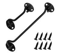 2 ganci e occhiello fermaporta per porta del fienile, in acciaio inox massiccio e resistente, con ganci di chiusura facili da appendere e chiusura a occhiello (100 mm + 200 mm, nero)