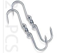 2 ganci girevoli per carne, resistenti, in acciaio inox, perfetti per grandi animali, pesca, caccia, carcassa, gancio da appendere (9 mm)