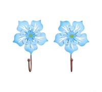 2 ganci in ferro con design floreale per montaggio a parete in più zone residenziali tra cui soggiorno, camera da letto e corridoio (blu)