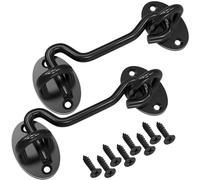 2 ganci per cabina da 3 pollici/75 mm, chiavistello e bulloni per serrature delle porte, in acciaio inox, per porta del garage, finestra, porta del fienile, nero