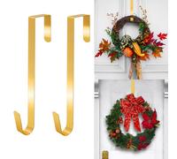 2 ganci per gru per la porta d'ingresso - gancio per ghirlanda di aggiornamento per porta più grande Natale autunno ghirlande gancio per decorazioni gancio lungo in metallo autunno Natale (oro, 38 cm