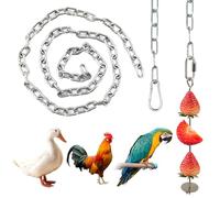 2 ganci per pollo, mangiatoia automatica da appendere, per pollo, verdura, frutta, forchetta da frutta in acciaio inox per pollo con gancio, catene da 100 cm, adatto come giocattolo per polli
