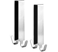 2 ganci per porta doccia estesi in confezione da 2 pezzi. Ganci sopra porta per ganci per porta doccia in vetro senza telaio. Ganci per asciugamani doppi (Silver)