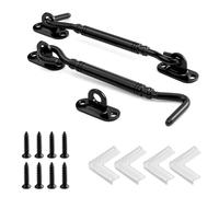 2 ganci per tempesta con occhiello da 6 pollici, ganci per finestra, colore nero, aggiornati e ispessiti, per ganci per tempesta superiori e inferiori, in legno, con 8 viti di montaggio e 4