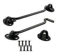 2 ganci tempesta con occhielli, gancio e chiavistello a occhiello, gancio porta in acciaio inox, Gancio Cabina, porta basculante in legno, persiane, cancello da giardino, 8 viti (15 cm)