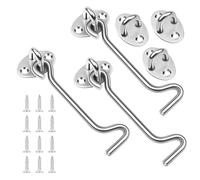 2 ganci temporali, ganci per porta con occhiello, gancio per cabina in acciaio inox, gancio per cancello da giardino, serratura per finestra, gancio temporale per porta basculante, legno (9 cm)