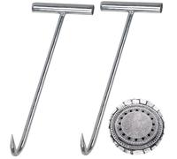 2 Gancio per Tombino, Ganci per Sollevare Tombini, Ganci di Sollevamento Pesanti, Sollevamento per Chiusino Tombino Gancio, T Gancio per Sollevatore, Per Tapparelle, Fogne e Carni Appese (300mm)