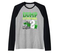 2 ° Garbage Truck Compleanno Ragazzi Dump Tutto 2 Anni Maglia con Maniche Raglan