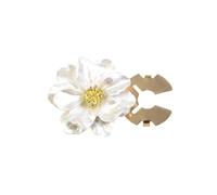 2 gemelli eleganti con fiori di Gardenia perlati lucidi e bottoni for colletto da uomo - Clip decorative for coprimaniche floreali