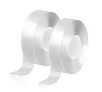 2 Generico Nano Nastro Biadesivo, super resistenti, senza segni, trasparenti, riutilizzabili, multiuso per attaccare tappeti e fissare oggetti (3 m x 2 cm x 1 mm e 3 m x 1 cm x 1 mm)