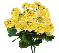 2 gerani artificiali, fiori artificiali di seta sono utilizzati per la decorazione della casa, interni, esterni, giardino, patio, vaso, decorazione della tavola, decorazione della casa (giallo)