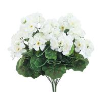2 gerani artificiali, fiori artificiali di seta sono utilizzati per la decorazione della casa, interni, esterni, giardino, patio, vaso, decorazione da tavolo, decorazione per la casa (bianco)