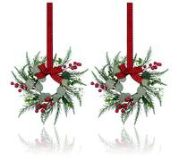 2 ghirlande natalizie da 25 cm, mini ghirlande per mobili da cucina, ghirlande natalizie per porte, piccole ghirlande natalizie per camino, finestra, fattoria, decorazioni per interni