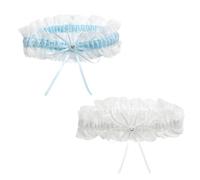 2 Giarrettiere da Sposa Blu Elegante pizzo con fiocco e strass giarrettiera blu per sposa elastica per cosce 33-66cm per matrimonio perfetta giarrettiera sposa blu per nozze e addio al nubilato